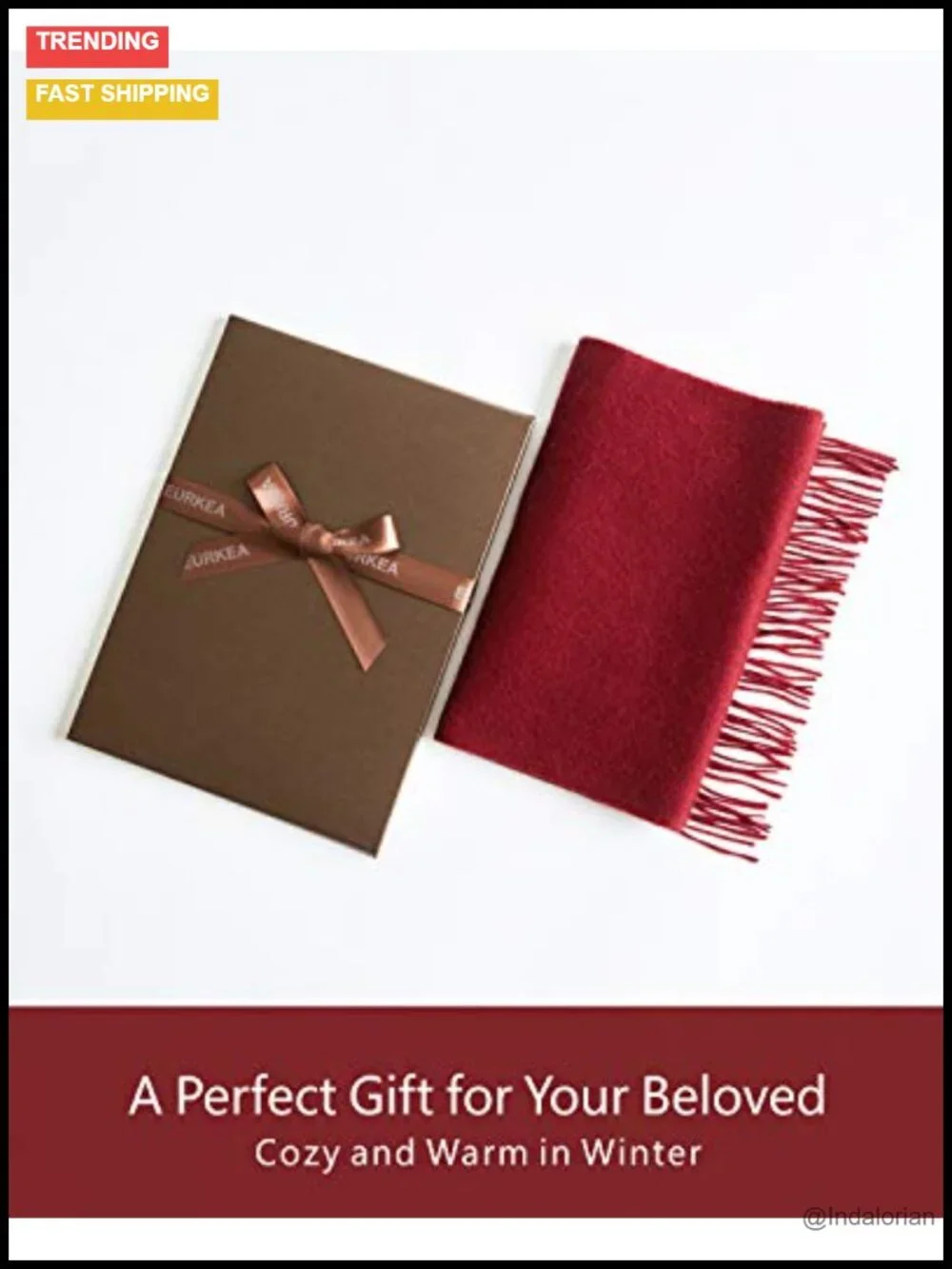 100% Cashmere Fringed Winter Scarf Wrap